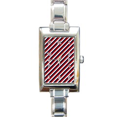 Diagonal Patriot Stripes Rectangular Italian Charm Watch