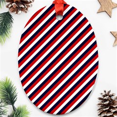 Diagonal Patriot Stripes Oval Ornament by StuffOrSomething