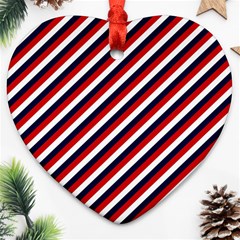 Diagonal Patriot Stripes Heart Ornament by StuffOrSomething