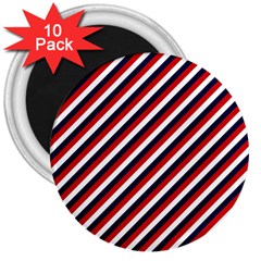 Diagonal Patriot Stripes 3  Button Magnet (10 Pack) by StuffOrSomething