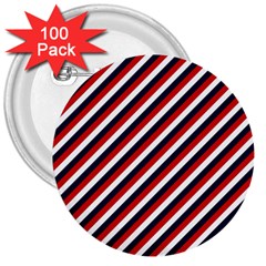 Diagonal Patriot Stripes 3  Button (100 Pack) by StuffOrSomething