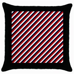 Diagonal Patriot Stripes Black Throw Pillow Case by StuffOrSomething