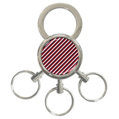 Diagonal Patriot Stripes 3-ring Key Chain by StuffOrSomething