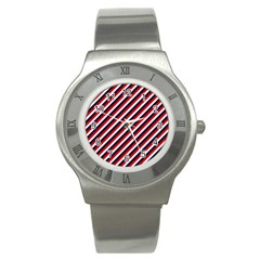 Diagonal Patriot Stripes Stainless Steel Watch (slim) by StuffOrSomething