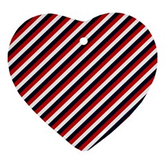 Diagonal Patriot Stripes Heart Ornament (two Sides)