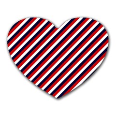 Diagonal Patriot Stripes Mouse Pad (heart) by StuffOrSomething