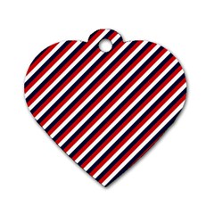 Diagonal Patriot Stripes Dog Tag Heart (one Sided)  by StuffOrSomething