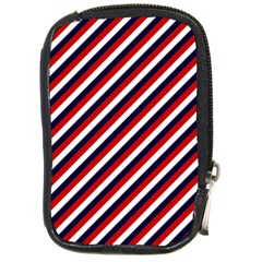 Diagonal Patriot Stripes Compact Camera Leather Case by StuffOrSomething