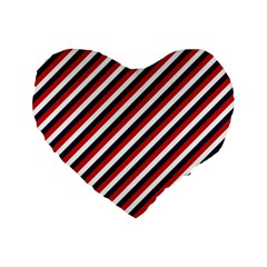 Diagonal Patriot Stripes 16  Premium Heart Shape Cushion  by StuffOrSomething