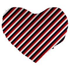 Diagonal Patriot Stripes 19  Premium Heart Shape Cushion by StuffOrSomething