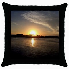 Sunset Beach Black Throw Pillow Case