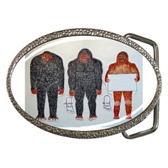 3 Bigfoot, H, A, S, On White, Belt Buckle (oval) by creationtruth