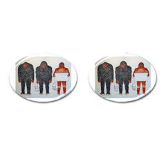 3 Bigfoot, H, A, S, On White, Cufflinks (oval)