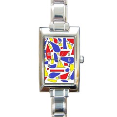 Silly Primaries Rectangular Italian Charm Watch by StuffOrSomething