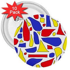 Silly Primaries 3  Button (10 Pack)