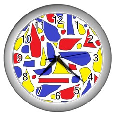 Silly Primaries Wall Clock (silver)