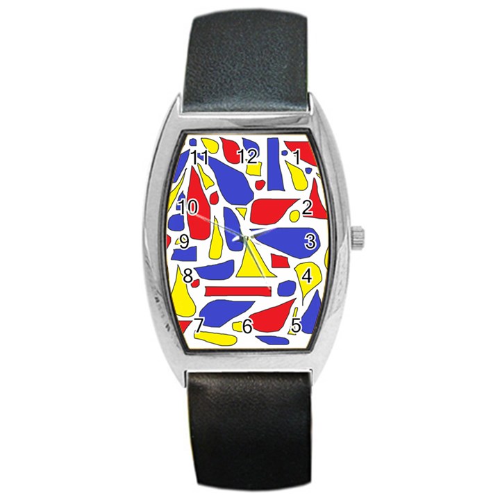 Silly Primaries Tonneau Leather Watch