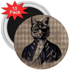 Harlequin Cat 3  Button Magnet (10 Pack) by StuffOrSomething