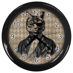 Harlequin Cat Wall Clock (black) by StuffOrSomething