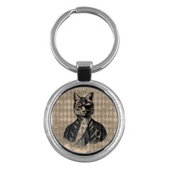 Harlequin Cat Key Chain (round) by StuffOrSomething