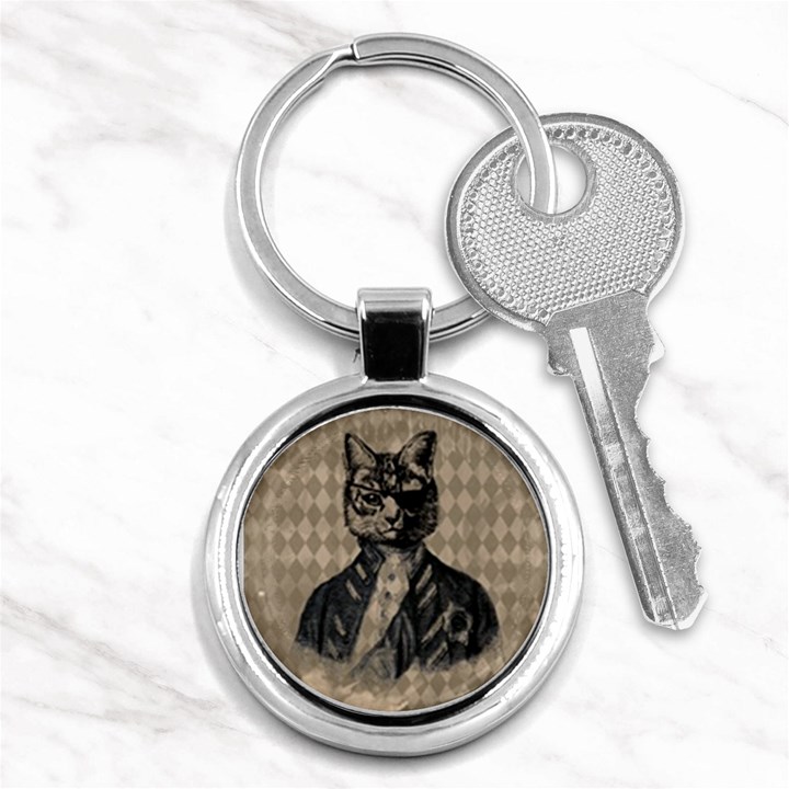 Harlequin Cat Key Chain (Round)