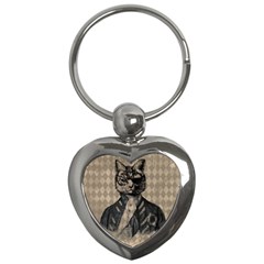 Harlequin Cat Key Chain (heart) by StuffOrSomething