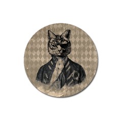 Harlequin Cat Magnet 3  (round)