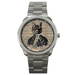 Harlequin Cat Sport Metal Watch by StuffOrSomething