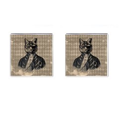 Harlequin Cat Cufflinks (square) by StuffOrSomething