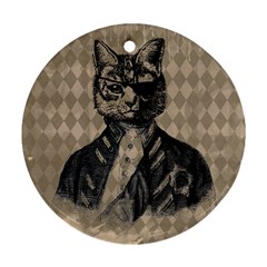 Harlequin Cat Round Ornament (two Sides) by StuffOrSomething