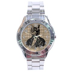 Harlequin Cat Stainless Steel Watch by StuffOrSomething