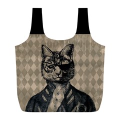 Harlequin Cat Reusable Bag (l) by StuffOrSomething