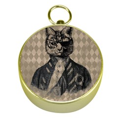 Harlequin Cat Gold Compass by StuffOrSomething