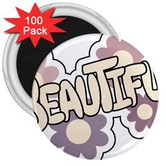 Beautiful Floral Art 3  Button Magnet (100 Pack)