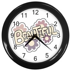 Beautiful Floral Art Wall Clock (black) by Colorfulart23