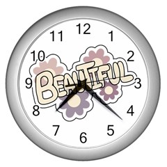 Beautiful Floral Art Wall Clock (silver) by Colorfulart23