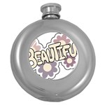 Beautiful Floral Art Hip Flask (Round) Front