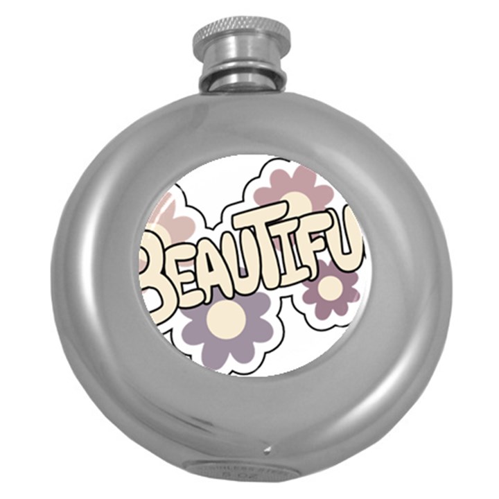 Beautiful Floral Art Hip Flask (Round)