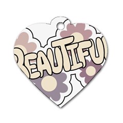 Beautiful Floral Art Dog Tag Heart (one Sided) 