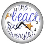 The Beach Fixes Everything Wall Clock (Silver) Front