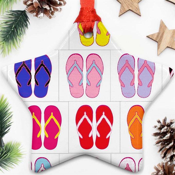 Flip Flop Collage Star Ornament