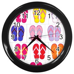 Flip Flop Collage Wall Clock (black)