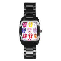 Flip Flop Collage Stainless Steel Barrel Watch