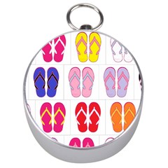 Flip Flop Collage Silver Compass by StuffOrSomething