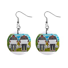 2 Big Foot Text In Everglades Mini Button Earrings