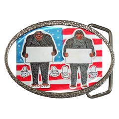 2 Big Foot Text On U S A Belt Buckle (oval) by creationtruth