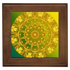 Yellow Green Abstract Wheel Of Fire Framed Ceramic Tile by DianeClancy