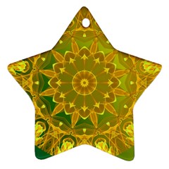 Yellow Green Abstract Wheel Of Fire Star Ornament by DianeClancy