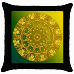 Yellow Green Abstract Wheel Of Fire Black Throw Pillow Case Front