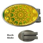 Yellow Green Abstract Wheel Of Fire Money Clip (Oval) Front